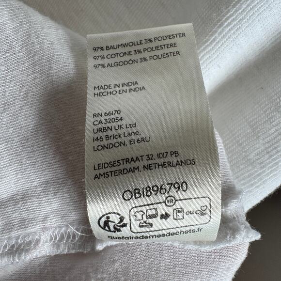 Free People We The Free Tee Oversized Distressed Long Sleeve Top White Medium - Picture 13 of 15